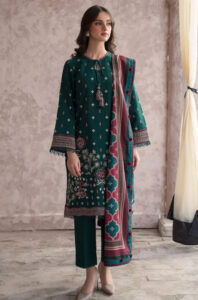 TEGA 3PC Un stitched Lawn Embroidered Shirt with Printed Lawn Dupatta - RZ1059