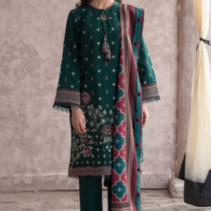 TEGA 3PC Un stitched Lawn Embroidered Shirt with Printed Lawn Dupatta - RZ1059