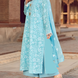 TEGA S674-EMBROIDERED 3PC LAWN DRESS WITH EMBROIDERED ORGANZA DUPATTA.