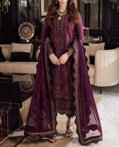 TEGA S701-EMBROIDERED 3 PC LAWN DRESS WITH EMBROIDERED CHIFFON DUPATTA.