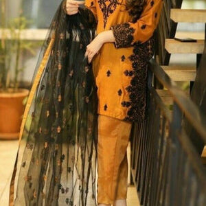 TEGA S694-EMBROIDERED 3PC LAWN DRESS WITH EMBROIDERED ORGANZA DUPATTA.
