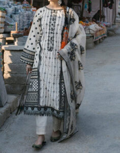 TEGA S693-EMBROIDERED 3PC LAWN DRESS WITH EMBROIDERED ORGANZA DUPATTA.