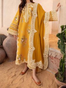 TEGA S679-EMBROIDERED 3PC LAWN DRESS WITH EMBROIDERED CHIFFON DUPATTA.