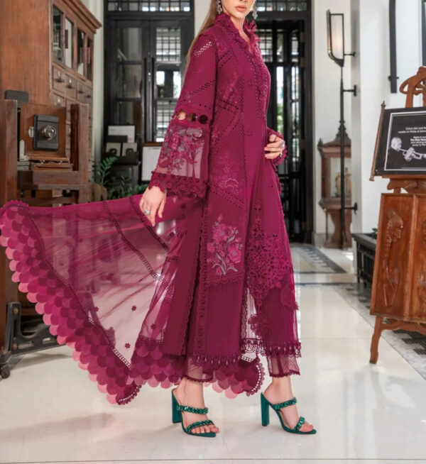 TEGA S672-SHIFLI EMBROIDERED 3PC LAWN DRESS WITH EMBROIDERED ORGANZA DUPATTA.