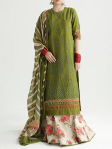 TEGA S660-EMBROIDERED 3PC LAWN WITH PRINTED MUNAR DUPATTA.