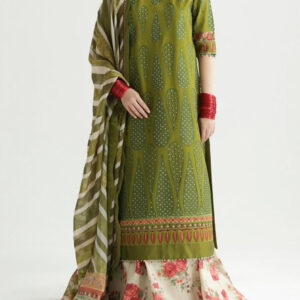 TEGA S660-EMBROIDERED 3PC LAWN WITH PRINTED MUNAR DUPATTA.
