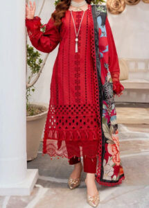 TEGA S651-EMBROIDERED 3PC CHICKAN LAWN DRESS WITH PRINTED MUNAR DUPATTA.