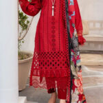 S651-EMBROIDERED 3PC CHICKAN LAWN DRESS WITH PRINTED MUNAR DUPATTA.