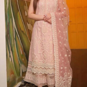 TEGA S627-EMBROIDERED 3PC LAWN DRESS WITH EMBROIDERED ORGANZA DUPATTA.