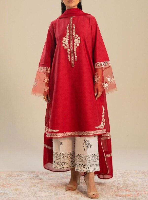 TEGA S702-EMBROIDERED 3 PC LAWN DRESS WITH EMBROIDERED CHIFFON DUPATTA.