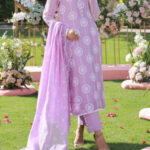 TEGA S697-EMBROIDERED 3 PC CHICKEN LAWN DRESS WITH EMBROIDERED CHICKEN CHIFFON DUPATTA.
