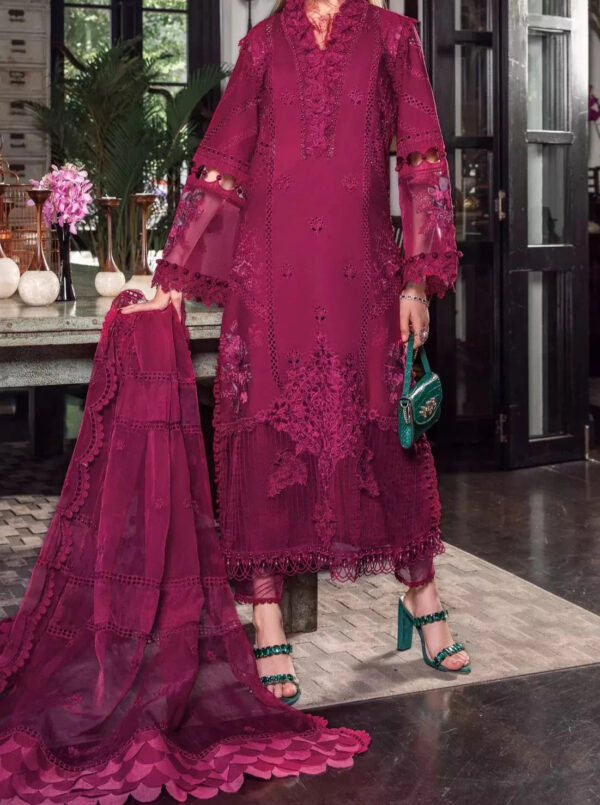 TEGA S672-SHIFLI EMBROIDERED 3PC LAWN DRESS WITH EMBROIDERED ORGANZA DUPATTA.