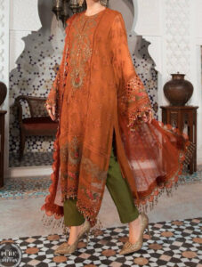  TEGA S663-EMBROIDERED 3PC LAWN DRESS WITH EMBROIDERED CHIFFON DUPATTA.