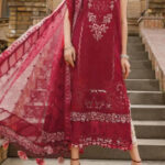 TEGA S644-EMBROIDERED 3PC CHICKAN LAWN DRESS WITH EMBROIDERED ORGANZA DUPATTA.