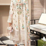 TEGA S633-EMBROIDERED 3PC CHICKAN LAWN WITH EMBROIDERED ORGANZA DUPATTA.
