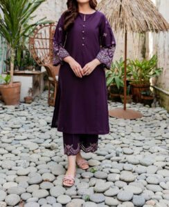 TEGA S692-EMBROIDERED 2 PC LAWN DRESS.