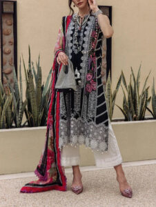 TEGA S669-EMBROIDERED 3PC LAWN WITH DIGITAL PRINTED SILK DUPATTA.