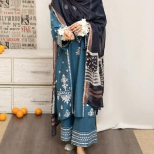 TEGA S658-EMBROIDERED 3PC LAWN WITH PRINTED MUNAR DUPATTA.