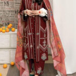 TEGA S656-EMBROIDERED 3PC LAWN WITH PRINTED MUNAR DUPATTA.