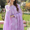 TEGA S697-EMBROIDERED 3 PC CHICKEN LAWN DRESS WITH EMBROIDERED CHICKEN CHIFFON DUPATTA.
